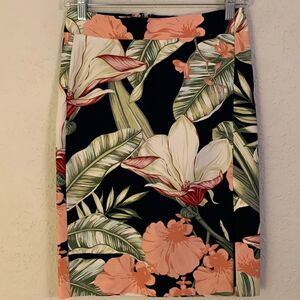 Ann Taylor Palm Hibiscus Pencil Skirt Size 0P